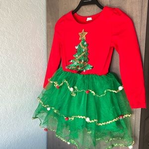 Adorable Christmas Tree tulle dress sequin appliqué size 4T